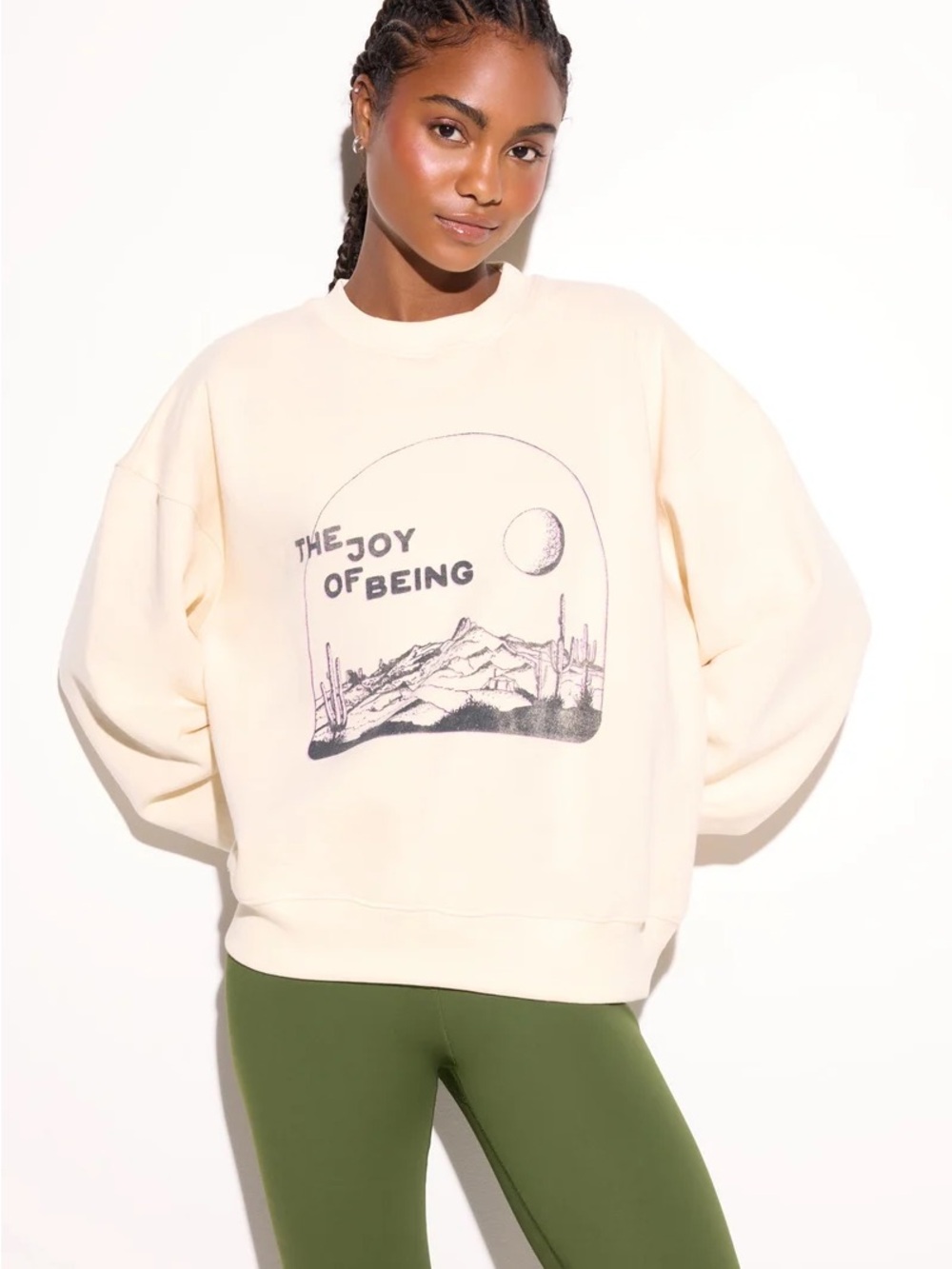 NWT Spiritual Gangster Joy La Brea Crew Neck Sweatshirt Cream Size L Sold Out